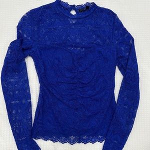GUESS blue lace formal top